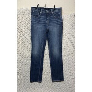 BKE Nolan Jeans Mens Size 33x32 Blue Denim Straight Leh Cotton Blend Embroidery